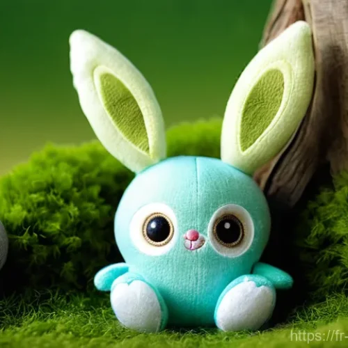 콩지래빗 테마 굿즈 제작 과정 - **Prompt 1: Adorable Forest Spirit Plush Toy**
    "A charming, soft-focus image of an adorable, whi...