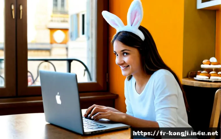 Home 15 콩지래빗 온라인 팬 커뮤니티 - Photorealistic warm Paris apartment scene, a cheerful young adult fan wearing a simple rabbit-ear he...